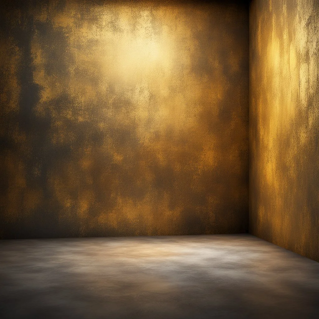 Hyper Realistic grungy-glowing-golden-blocked-fancy-wall textured room