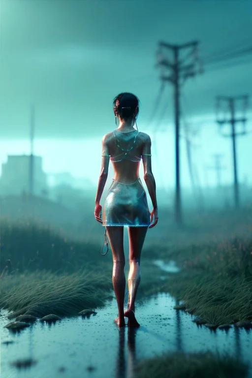 Ultra Realistic image, 25 years old brunette woman, portrait, small stature, small chest, yakuza body tattoo, latex dress, short, rain, fog, hot, dark, leds, neon, cyberpunk, vibrant color, highly detailed, art stations, concept art, smooth, unreal engine 5, god rays, ray tracing, RTX, lumen lighting, ultra detail, volumetric lighting.