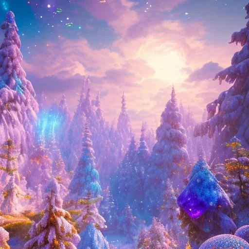 blu and violet landsacape with multicolored crystals falling from the sky, full of details, smooth, bright sunshine，soft light atmosphere, light effect，vaporwave colorful, concept art, smooth, extremely sharp detail, finely tuned detail, ultra high definition, 8 k, unreal engine 5, ultra sharp focus