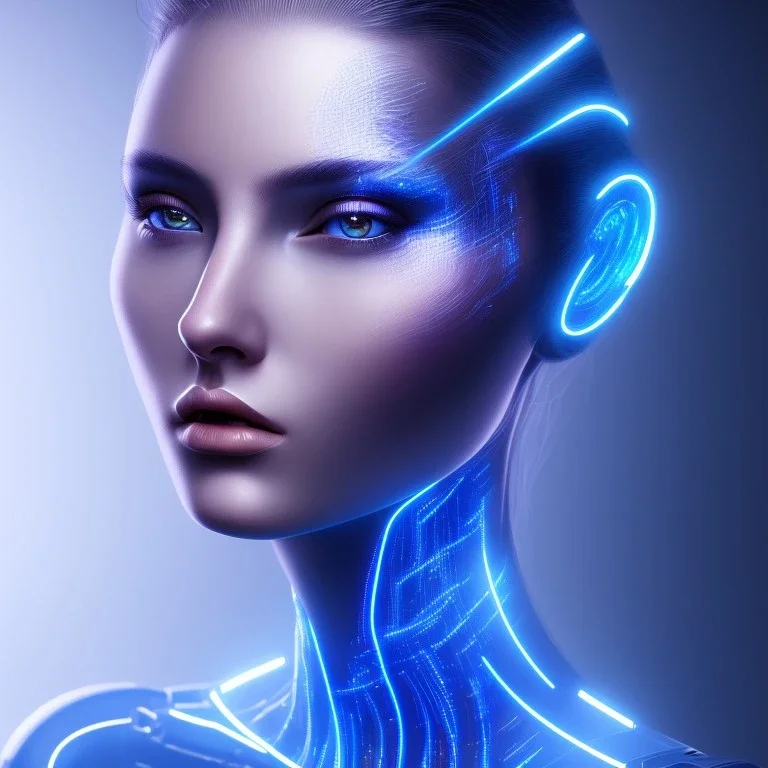 cyberblue, head, woman, portrai, tron