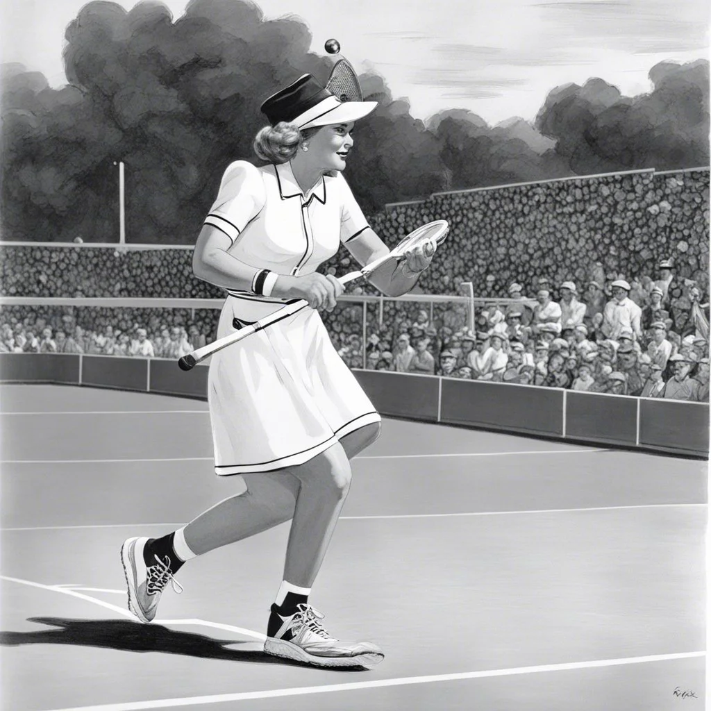 [illustration from The Adventures of Bob Hope] she is playing tennis