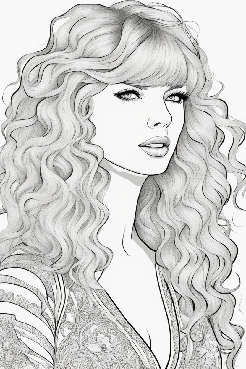 coloring pages of taylor swift for adults, Designs Black and white, No Shading