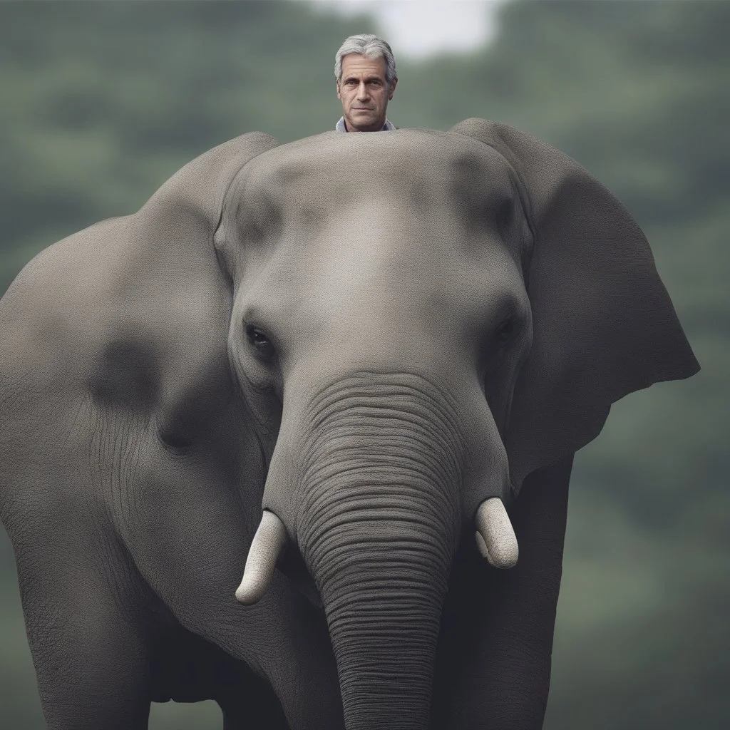 Jeffrey Epstein's head on an elephant's body