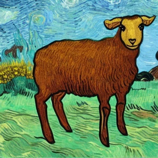 brown sheep in booby trap Van Gogh