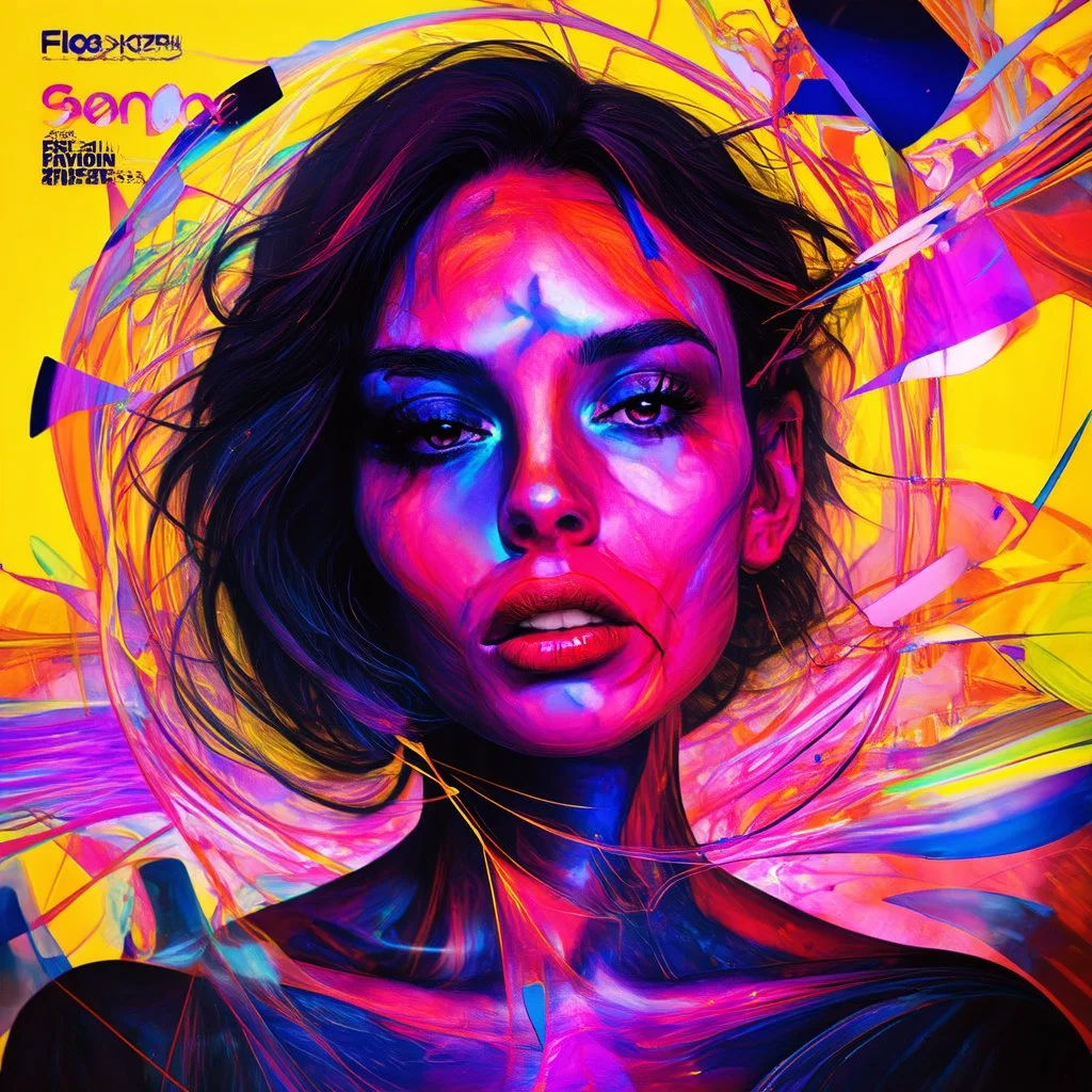 piece of album art with a women fusion with light, abstract experimental style album cover, high level of noise and subtle texture, psychedelic cover, shapes and lines