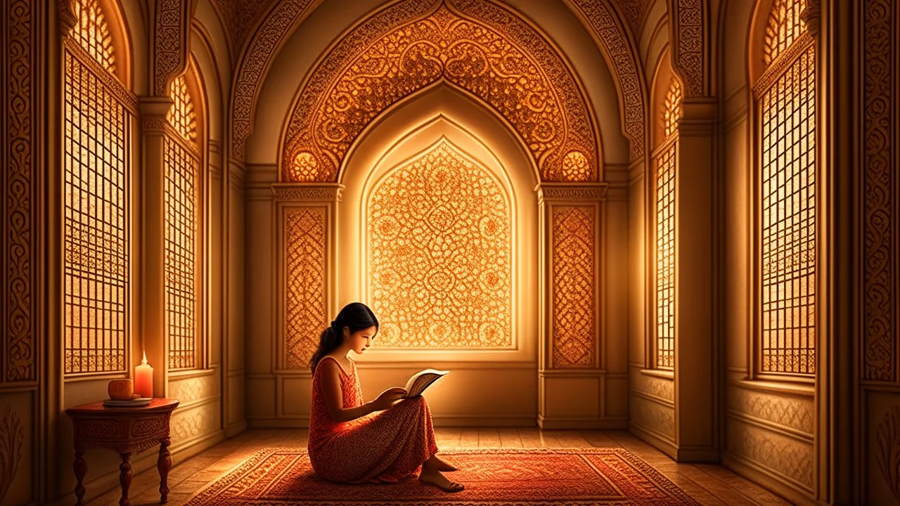 The image portrays an atmosphere of tranquility and focus, with an individual reading a book in a serene and comfortable setting. It reflects the spirit of self-improvement and personal growth, as the person appears engrossed in exploring inspiring content that contributes to their personal development and knowledge acquisition. The appropriate lighting and intricate details enhance a positive and motivating ambiance for learning and advancement.