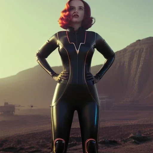 retro sci-fi portrait image from 1960, supermarket parking explosion, fire, classic black widow, young Scarlett Johansson, classic black tight lycra latex suit, retro superhero style, soft color, highly detailed, unreal engine 5, ray tracing, RTX, lumen lighting, ultra detail, volumetric lighting, 3d, finely drawn, high definition, high resolution.