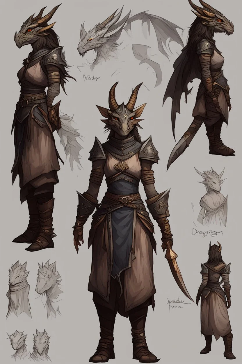 a female dragonborn OC reference sheet