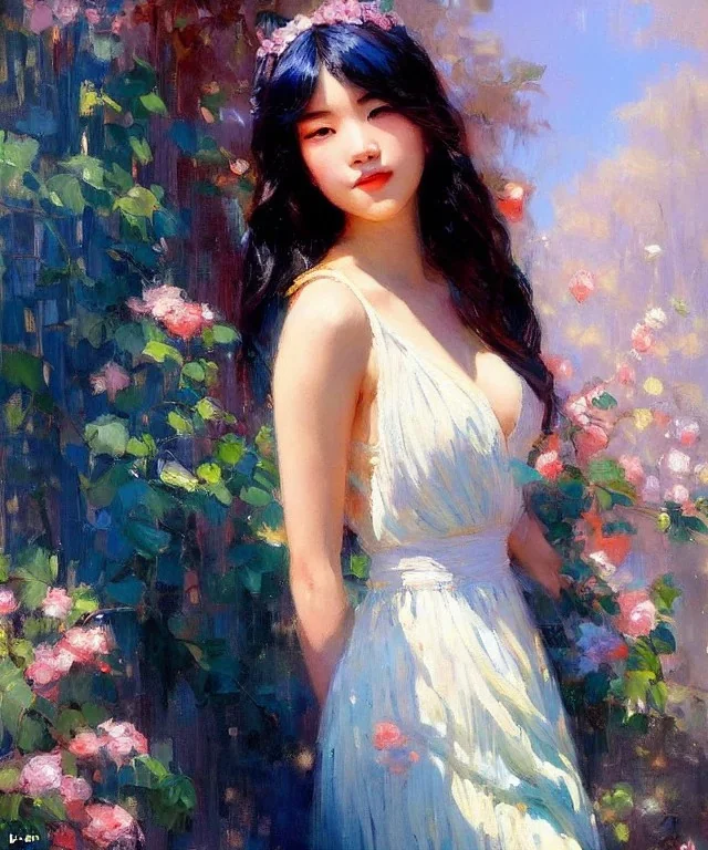 realist impressionist portrait of "The Curious Female" by Ross Tran rework. Masterpiece, best quality, painted impressionist brush strokes. paint drips and drabs and splatters by and by art nouveau and richard schmid . Paint spatters, drips, drabs, dynamic, artstation, artgerm