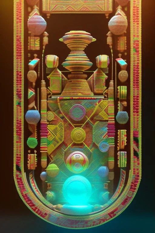 kente scene, oracle, thread, embroidery, octane render, high detail,fibonacci