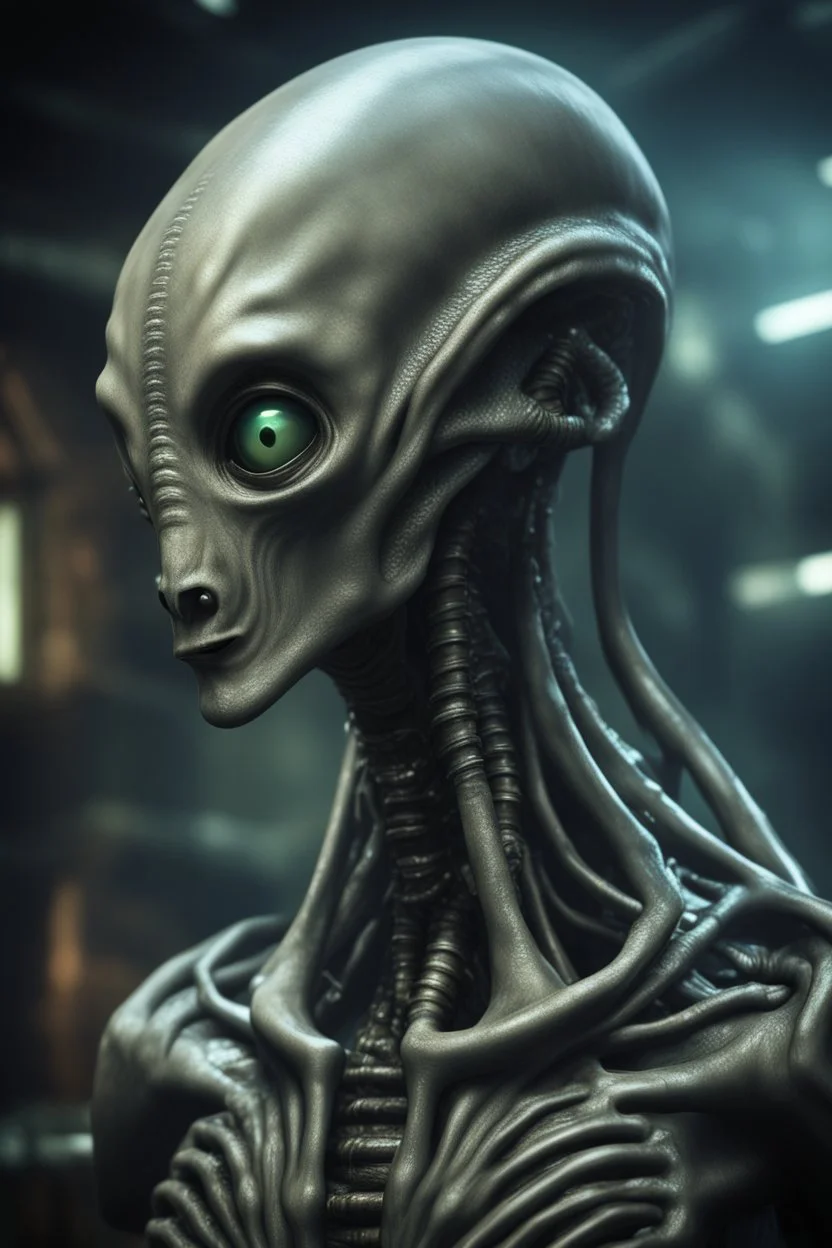 xcom's terror from the deep giger style alien in fallout 4 setting, bokeh, downlight, prize winning, depth of field, in the style of ivo caprino