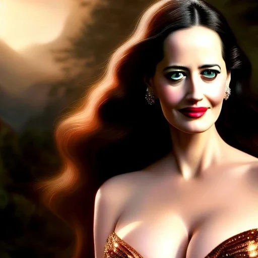 Ultra detailed fullbody Portrait in oil on canvas of beautiful busty Eva Green,extremely detailed digital painting,ultrarealistic skin, extremely detailed face, crystal clear eyes, mystical colors ,perfectly centered image, perfect composition, rim light, beautiful lighting,masterpiece ,8k, stunning scene, raytracing, anatomically correct, in the style of and robert e howard and Steve Jung and Wizyakuza and Ohrai Noriyoshi and Simon Bisley and uncannyknack.