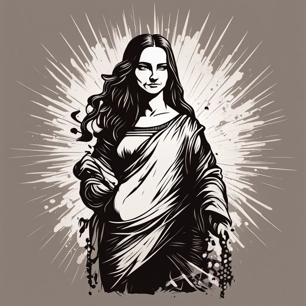 Monalisa Quickdraw Maven in Vector spiked art style full body