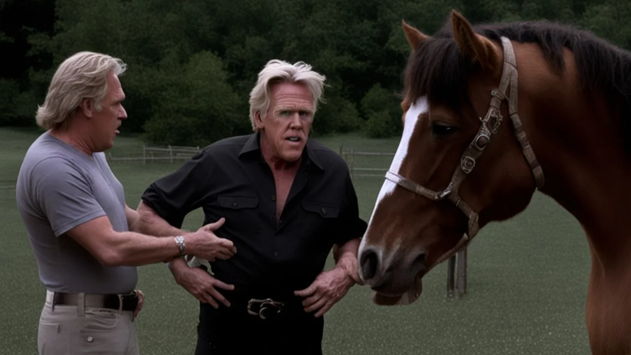 gary busey talking to a horse