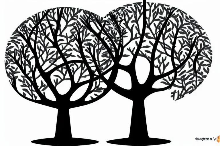 Vector tree illustration white background die cut