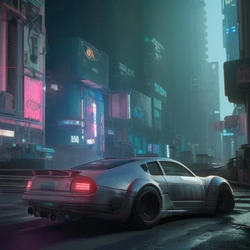 Cyberpunk, Car in night city, unreal engine 5, octane render,cinema4d, dynamic lighting, 8k, redshift render, highly, hyperrealism ultra realistic, hyper realistic.