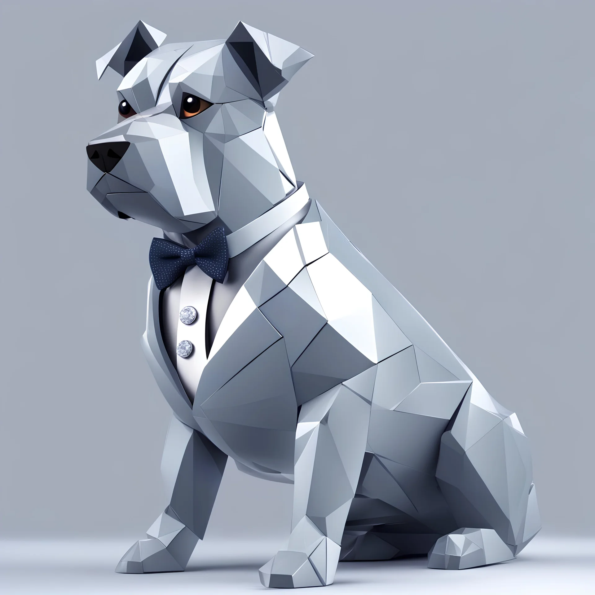 make one realistic business dog that is made of shapes and has a suit on looks a little like crystals with arms lowest 2048 x 1152 pixels and highest 6 MB