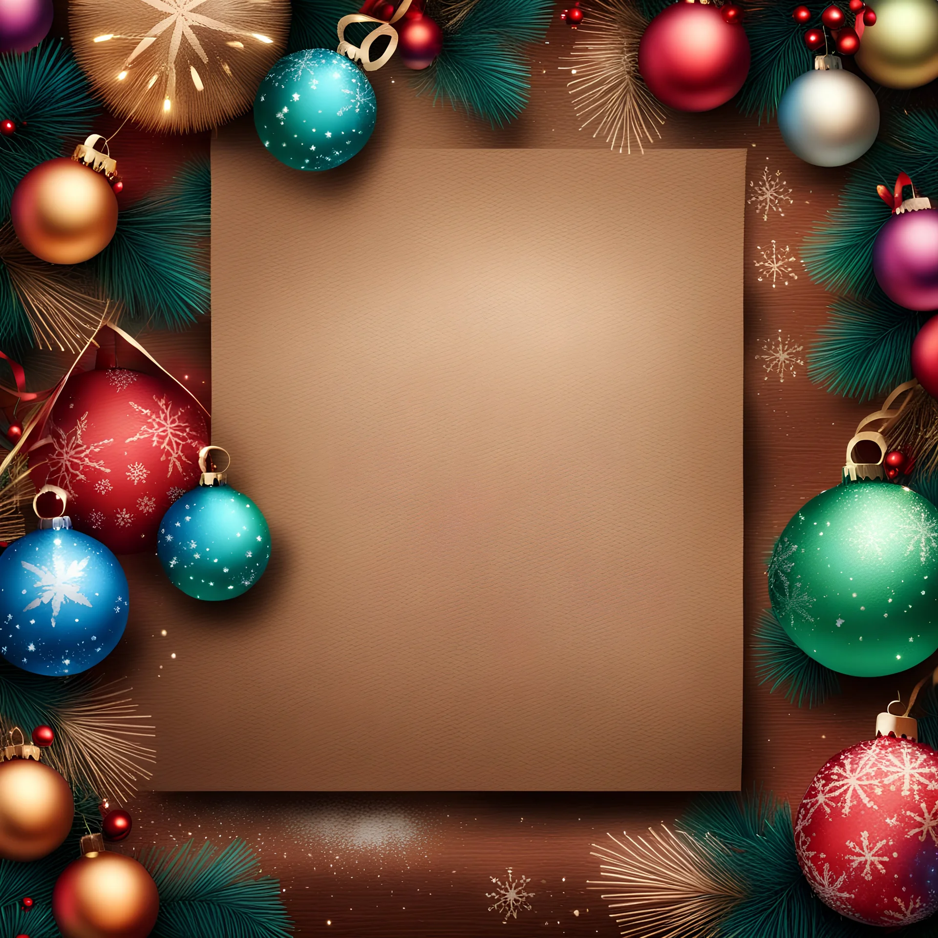 Hyper Realistic colourful Christmas background card with rustic colourful background