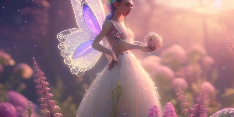 crystal subtle flower in a galactic ambiance beautiful fairy, transparent, delicate colors, in the foreground, full of details, smooth，soft light atmosphere, light effect，vaporwave colorful, concept art, smooth, extremely sharp detail, finely tuned detail, ultra high definition, 8 k, unreal engine 5, ultra sharp focus