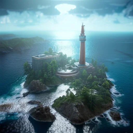 The Isometric Glass Tall Box Mini Model Little Real Island Mixed Water Fall Under Ocean Sunshine Summer Background Blue Sea, The Last Of Us / Avatar, Octane Render / ZBrush, Cinematic, IMAX Film, Nikon D750, 16K, Autostereoscopy, Anthropomorphic, Golden Ratio, Geometry, Symmetric, Depth Of Field, Highly Detailed, Ultra Realistic, Beautiful Lighting, Halfrear Lighting, Soft Light, Candoluminescence, Cast Shadow, Reflective, Glow, Translucent, Normal Map, Carbonated --testp