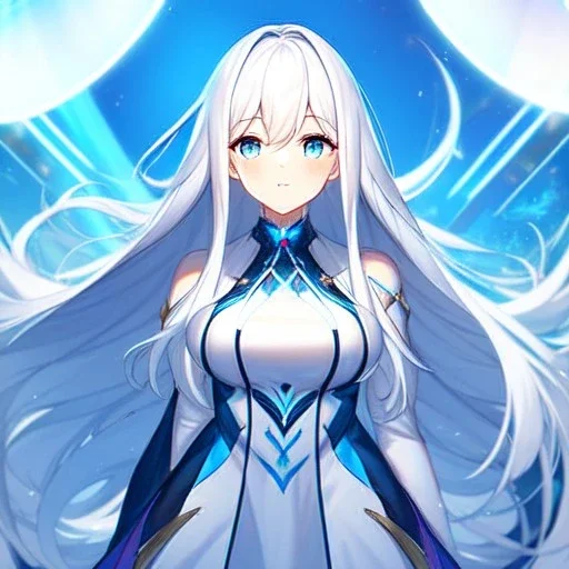 girl, masterpiece, best quality, volumetric lighting, detailed outfit, perfect eyes, long hair, white hair, blue eyes,