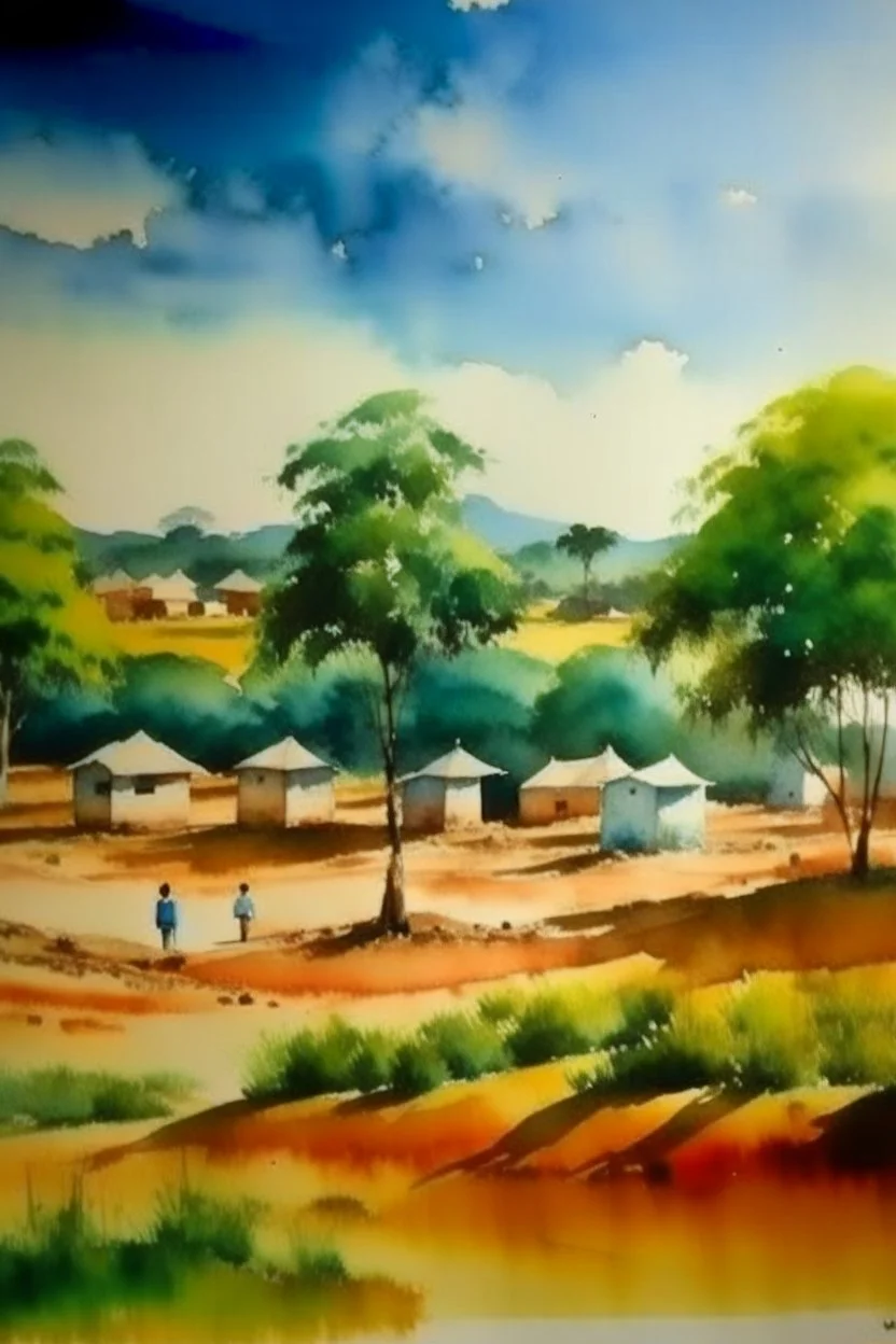 landscape for sudan people water color