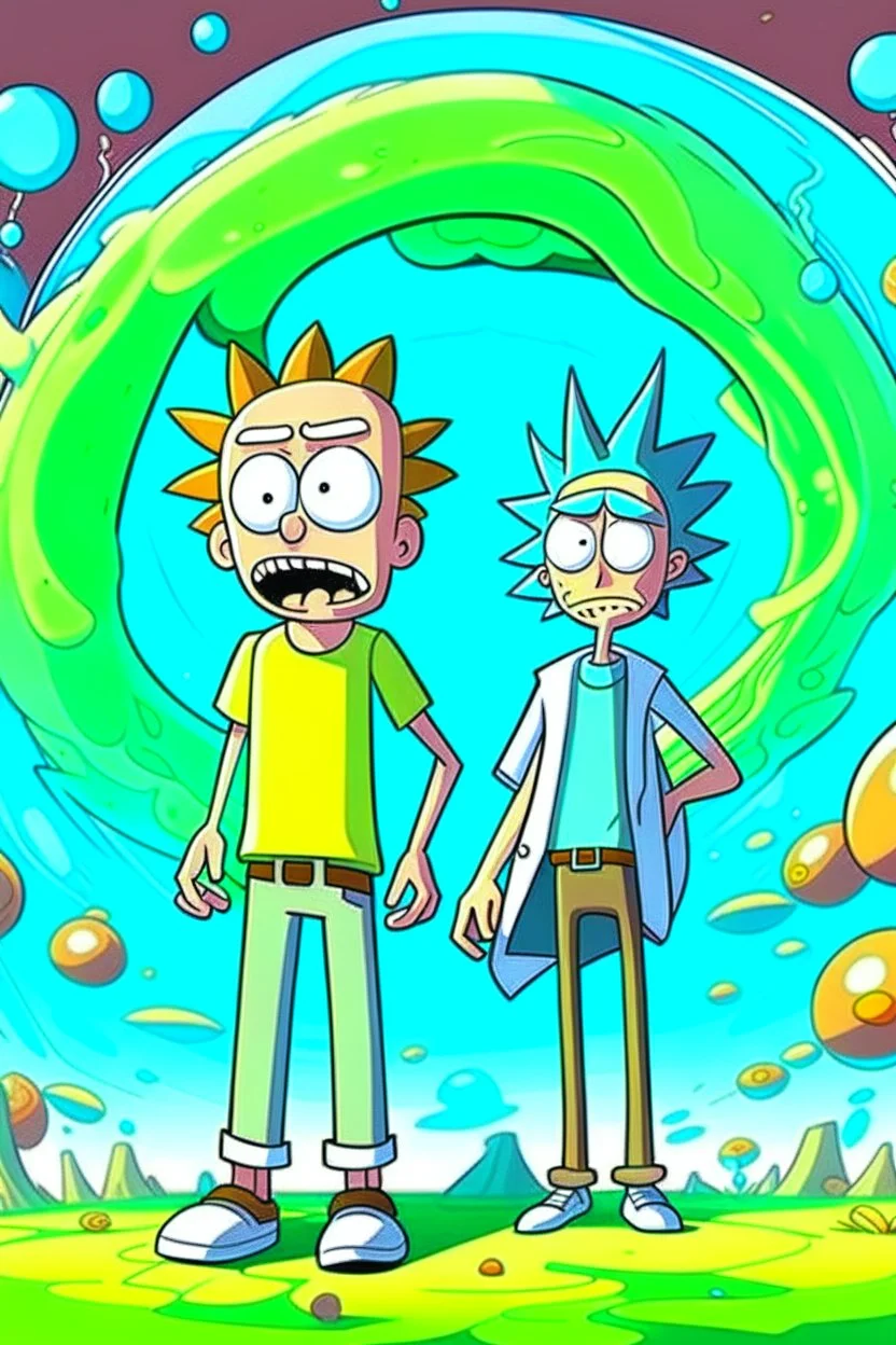 rick and morty tarzında bir çift bir kız bir erkek