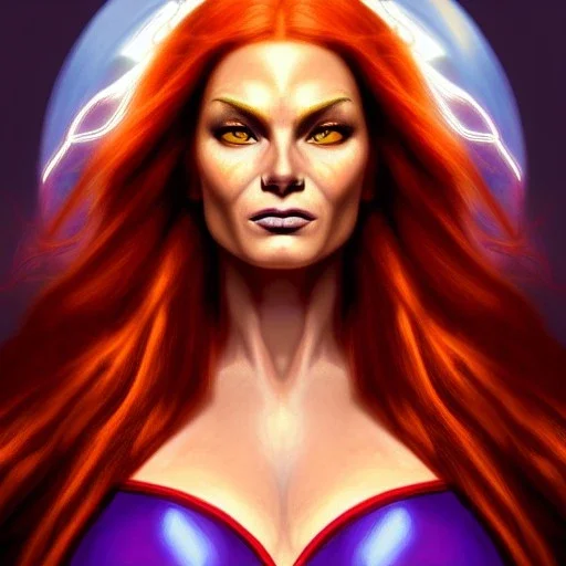 ultra detailed portrait of busty beautiful Jean Grey Xmen , extremely detailed digital painting, extremely detailed face,crystal clear eyes, in the style of robert e howard and pablo oliveira and Ken Kelley and Keith Parkinson ,mystical colors,perfectly centered image, perfect composition, rim light, beautiful lighting,8k, stunning scene, raytracing