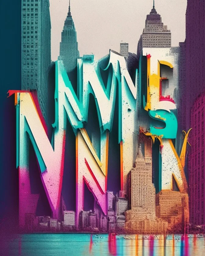 Writing New York in colour text