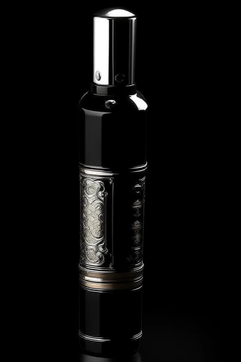 Black cigarette lighterLuxurious black wine bottle engraved with white gold