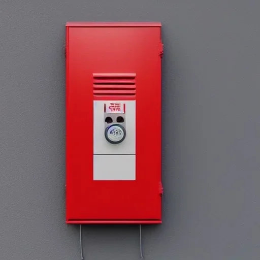 Fire alarm red notifier box on wall