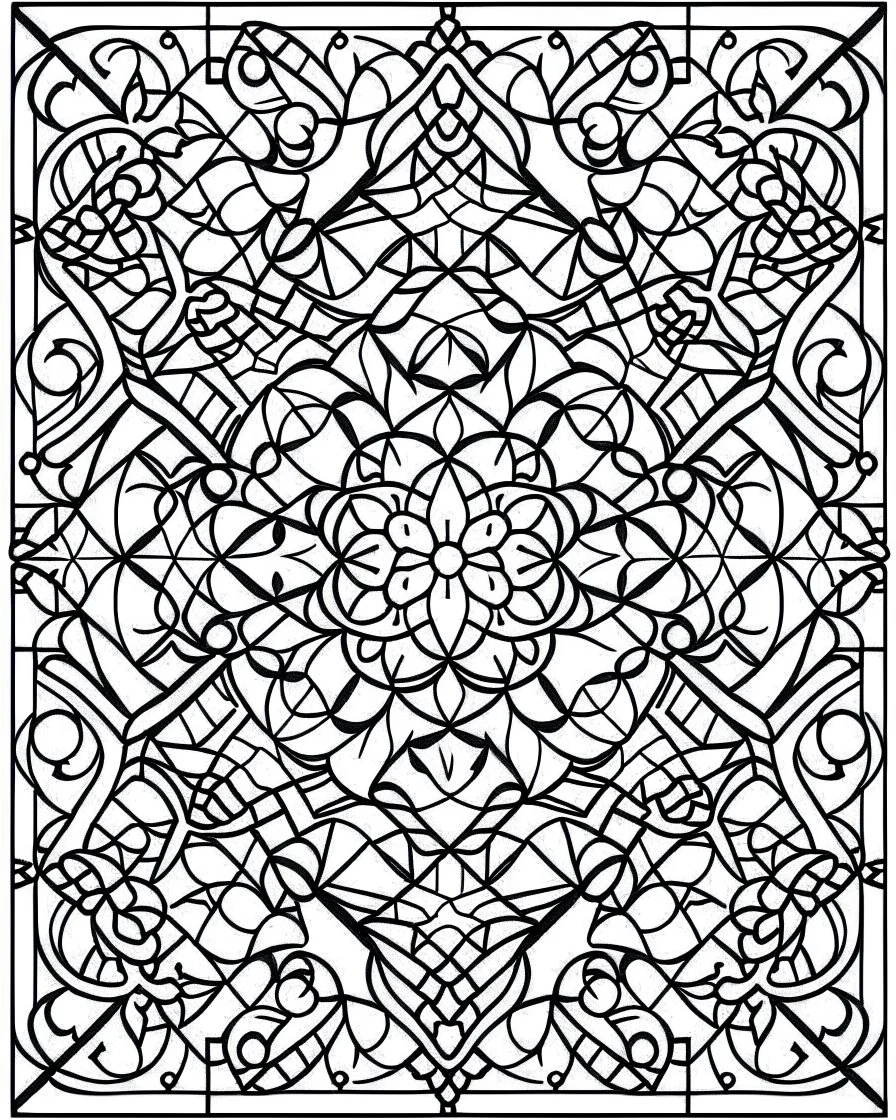 outline art for bold and easy coloring pages with A very simple and super minimal design featuring a beautiful iiranian geometric pattern., white background, sketch style, fully body, only use outline, cartoon style, clean line art, white background, no shadows and clear and well outlined