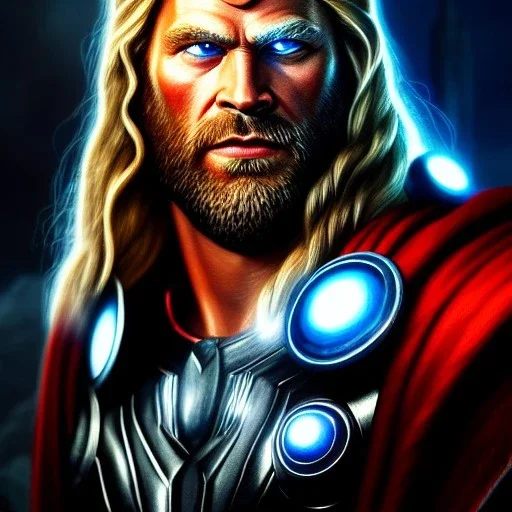 ultra detailed fullbody portrait of Thor , extremely detailed digital painting, intrincate, extremely detailed face,crystal clear Big Glowing eyes, mystical colors , perfectly centered image, perfect composition, rim light, beautiful lighting, 8k, stunning scene, raytracing, in the style of robert e howard and pablo oliveira and Ken Kelley