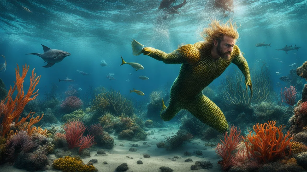 hyperrealistic 4k, sea from the movie aquaman, a lot of sea plants, and, sea animals, underwater