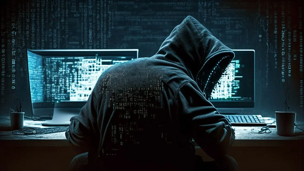 picture of a bad ass hacker at work from behind