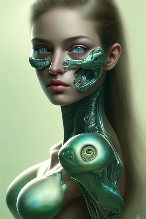 an ultra realistic painting, by klimpt, textured, anatomically correct, beautiful woman perfect face, green eyes, sharp focus, highly detailed. pastel colors