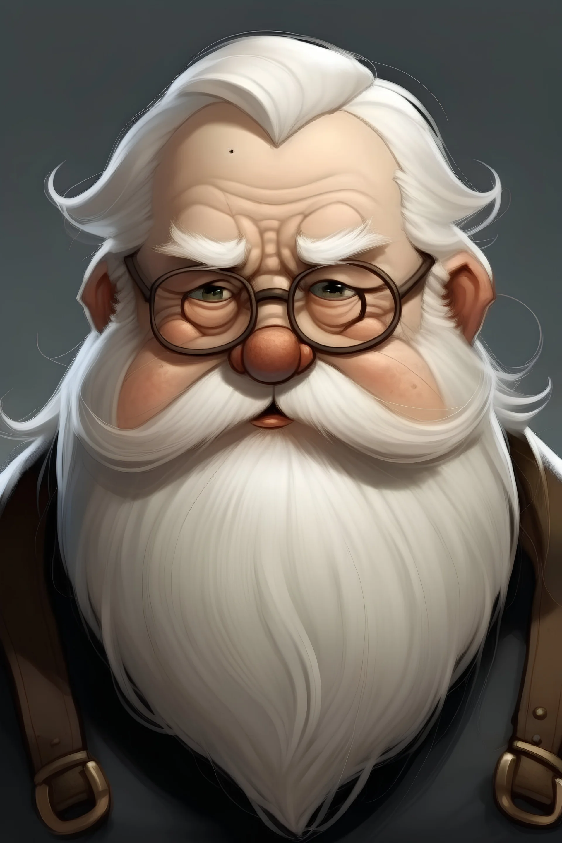 ugly fat dwarf with glasses with white h...