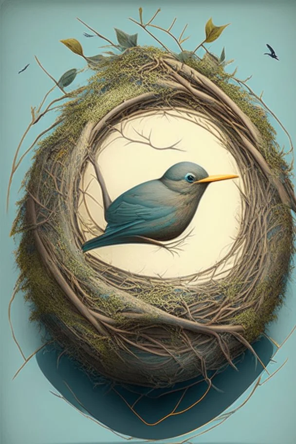 Design a circle with a bird's nest