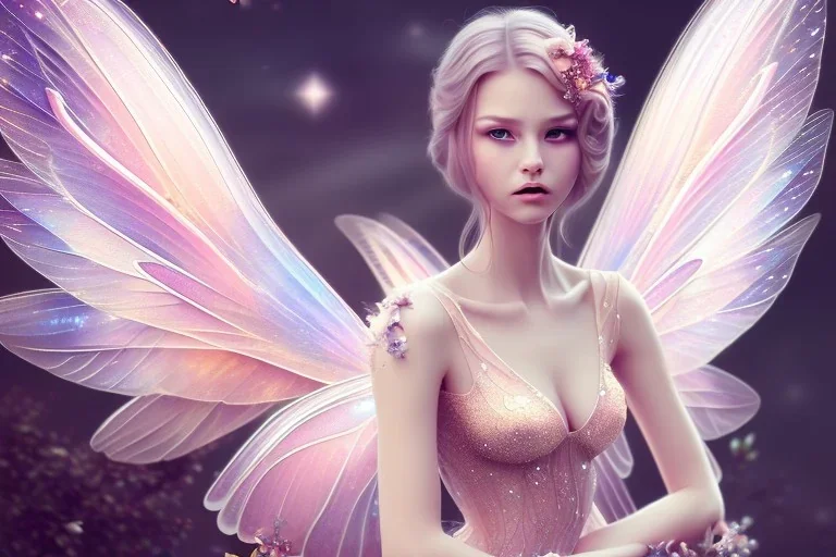 beautiful fairy very etheric , delicate colors, transparent wings, ultra sharp focus, 8k