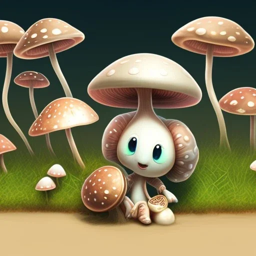 cute mushroom with cute face