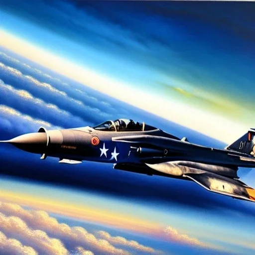 Drawing of 'F-4 Phantom jet',Flying,clouds,painting by Earl Norem, simon Bisley,frazetta,Howard,西嘛哒, evan lee, Vallejo,kelly oil on canvas, cinematic composition, extreme detail,fit full body inside picture,8k