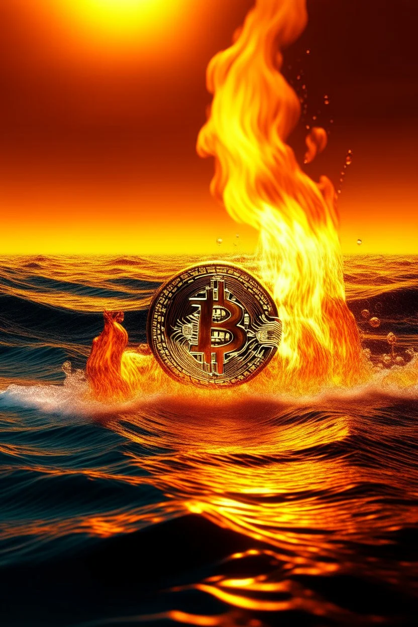 Happy new year, bitcoin, tech, flame, sea