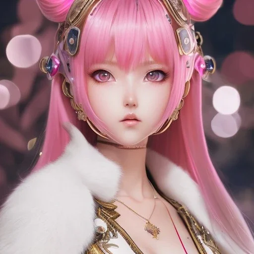 Detailed cute anime rabbit girl, pink hair buns, pink bangs, black latex bodysuit, intricate details, full body portrait, keep head in frame, slight smile, black Japanese motif, concept art, highly detailed, digital painting, concept art, sharp focus, illustration, art by Yoji Shinkawa, WLOP and greg rutkowski and alphonse mucha and artgerm and yanjun Chen and Junji ito and Makoto Shinkai, HDR, octane render