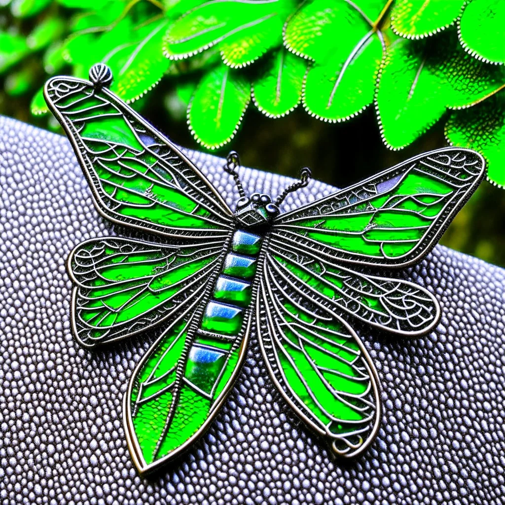 metal gothic green damsonfly wings