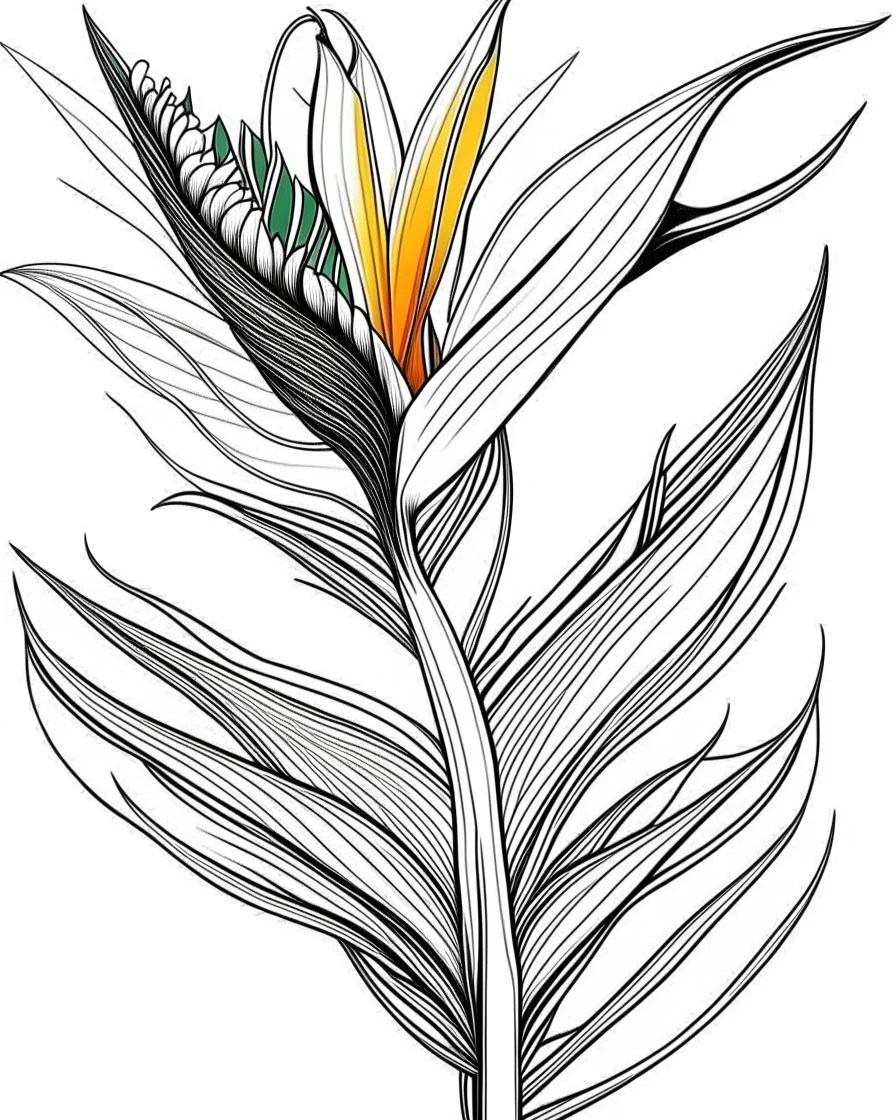 real massive Bird of Paradise flower coloring page