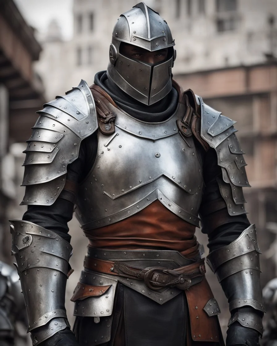 Steel and leather armor on a strong commander