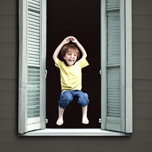 child alone window jump