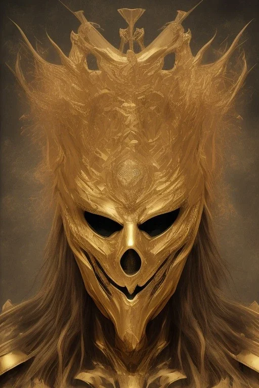 Realistic geometric shape anime black metal corpsepaint Slipknot mask god with golden crown