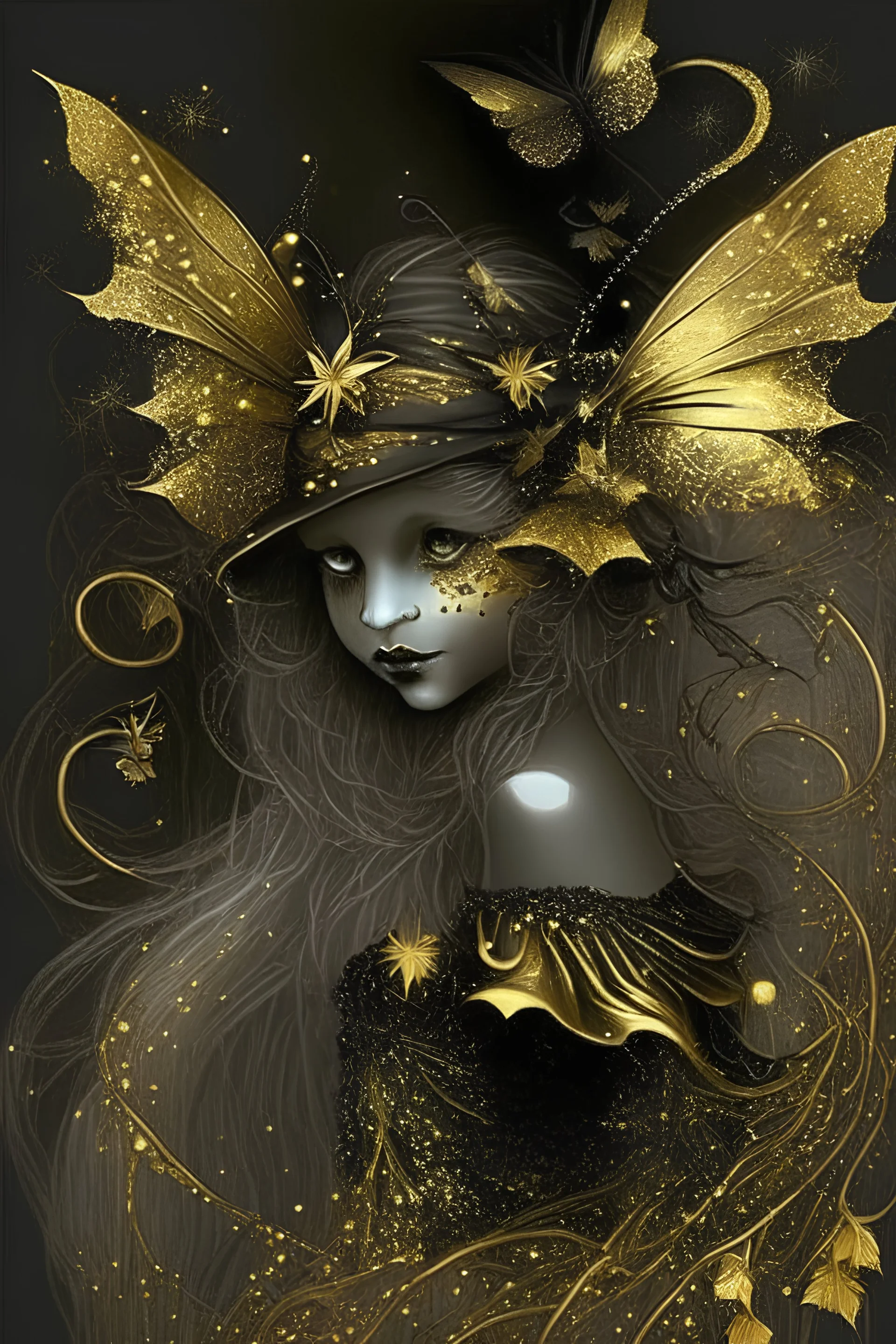 fairy witch black and gold fun