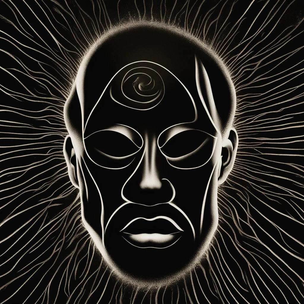 The logo you're describing appears to have a mysterious and captivating vibe. In the image, there's a person who is clearly visible but without revealing their full identity. At the center of the image is the face of this person, transitioning from darkness into light. Behind this person, there's a black background that gradually fades into darkness. The background is characterized by soft, subtle lighting that illuminates the person and reveals subtle details around them. The colors used in th